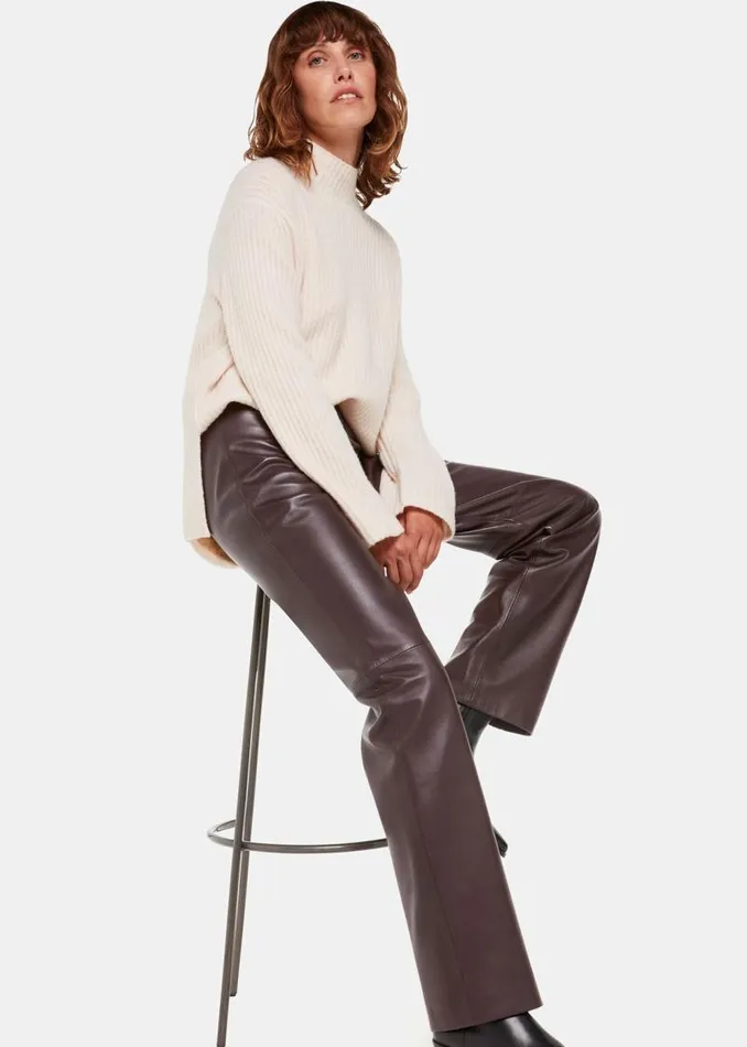 Whistles Pants Chocolate Flat Front Leather Pants 8211 Women