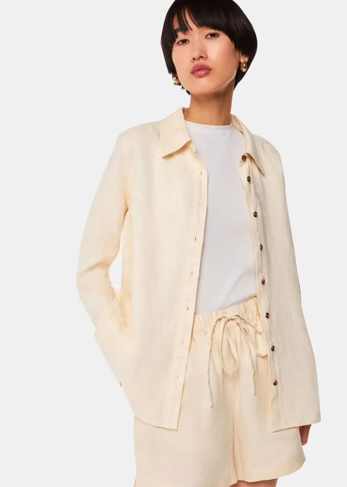 Whistles Pants Ivory Linen Elasticated Short 8211 Women