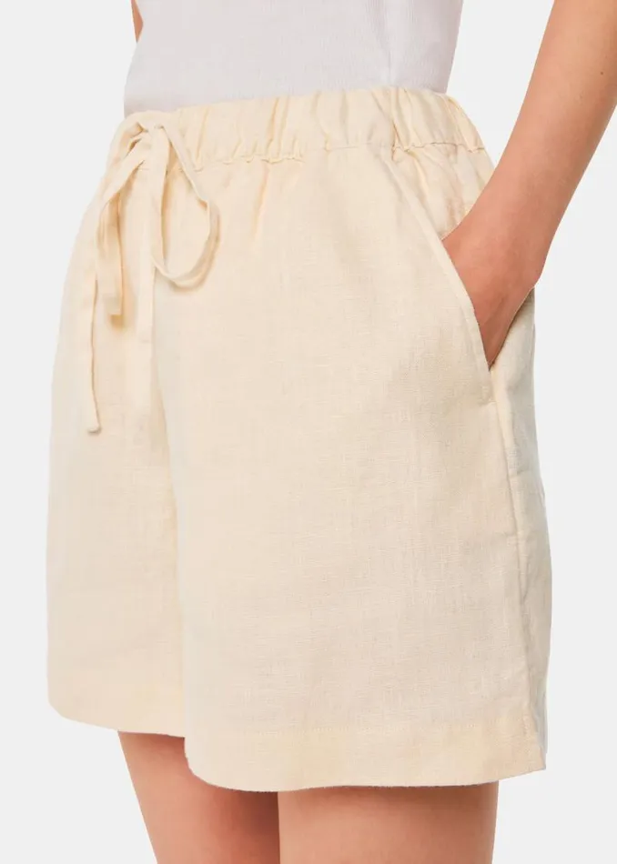 Whistles Pants Ivory Linen Elasticated Short 8211 Women