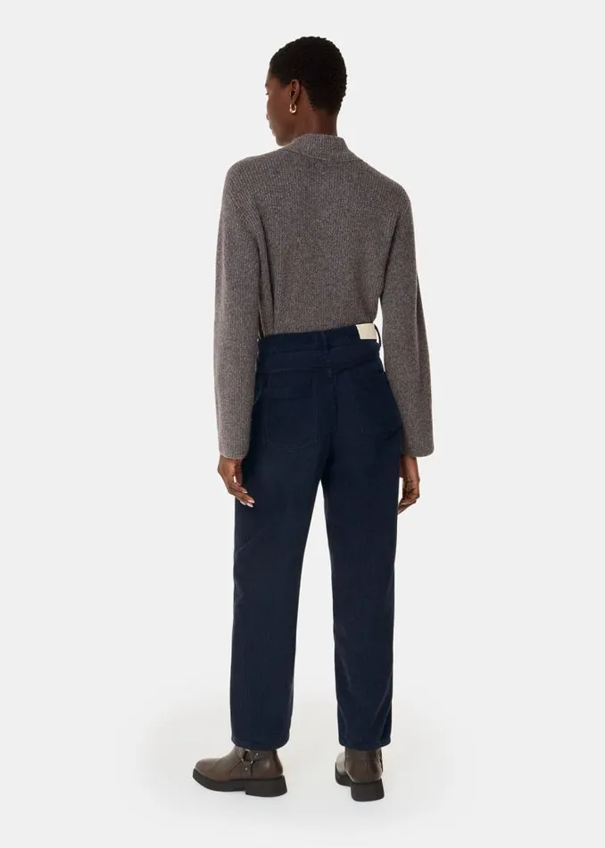Whistles Pants Navy High Waist Cord Barrel Jean 8211 Women