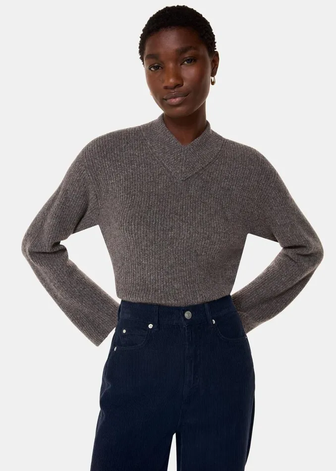 Whistles Pants Navy High Waist Cord Barrel Jean 8211 Women