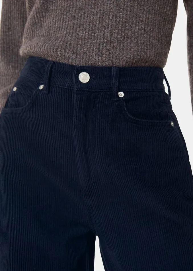 Whistles Pants Navy High Waist Cord Barrel Jean 8211 Women