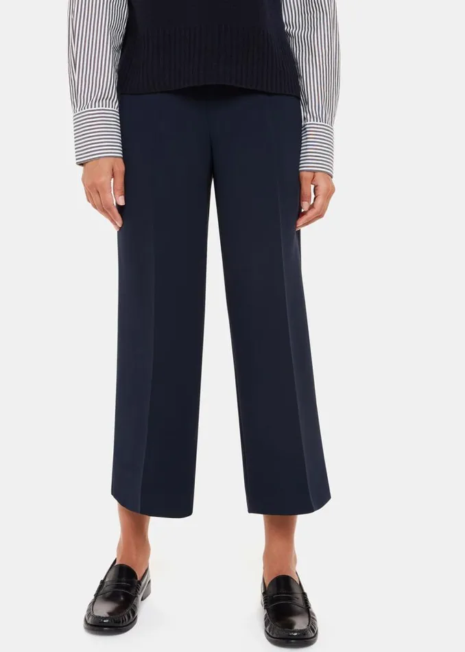 Whistles Pants Navy Wide Leg Cropped Pants 8211 Women