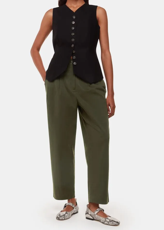 Whistles Petite Pants and Jeans Khaki Petite Bethany Barrel Leg Pants 8211 Women