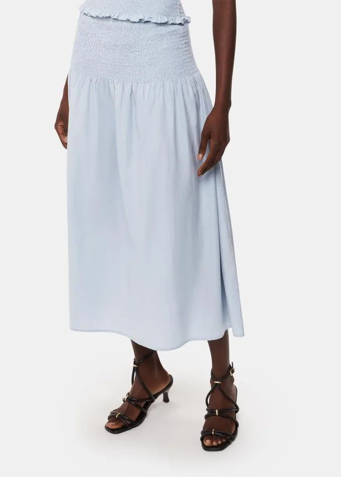 Whistles Skirts Blue Louisa Smocked Midi Skirt 8211 Women