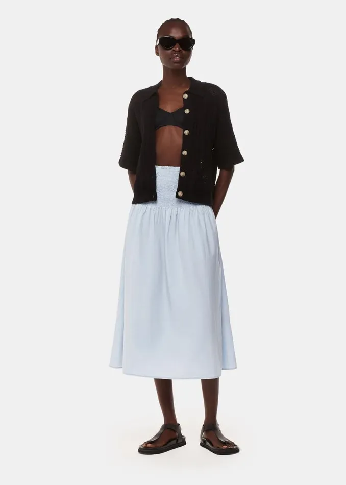 Whistles Skirts Blue Louisa Smocked Midi Skirt 8211 Women