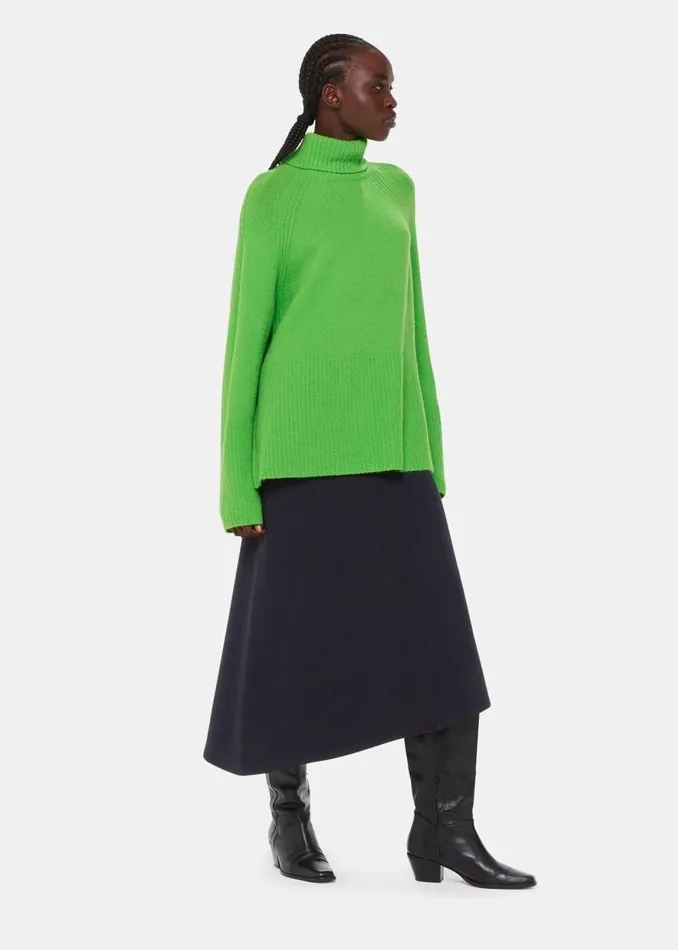 Whistles Skirts Navy Ottoman Rib Curved Hem Skirt 8211 Women