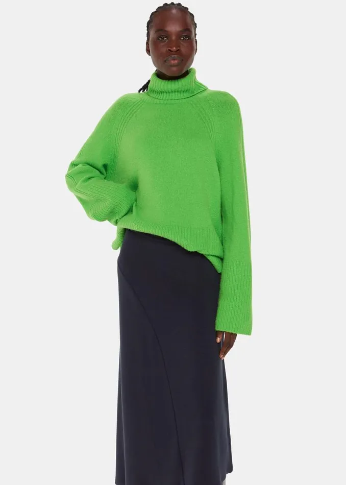 Whistles Skirts Navy Ottoman Rib Curved Hem Skirt 8211 Women