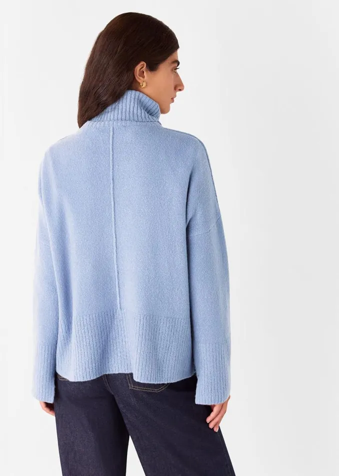 Whistles Sweaters and Cashmere Blue Wool Mix Roll Neck Knit 8211 Women