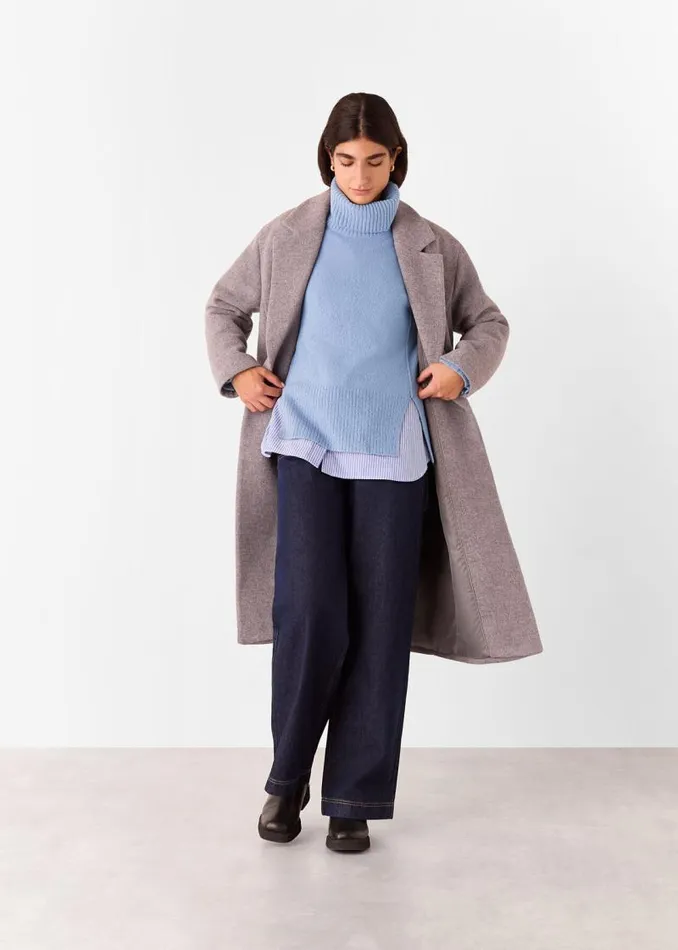 Whistles Sweaters and Cashmere Blue Wool Mix Roll Neck Knit 8211 Women