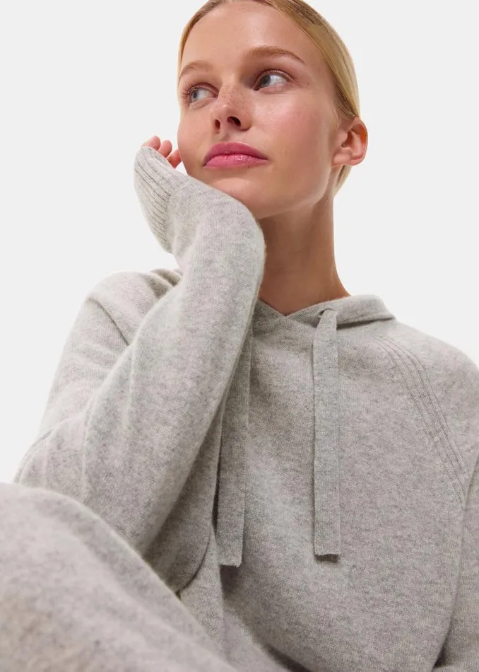 Whistles Sweaters and Cashmere Grey Marl Cashmere Hoodie 8211 Women