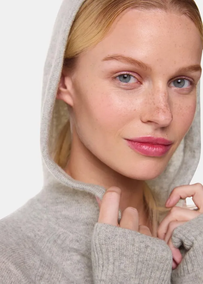 Whistles Sweaters and Cashmere Grey Marl Cashmere Hoodie 8211 Women