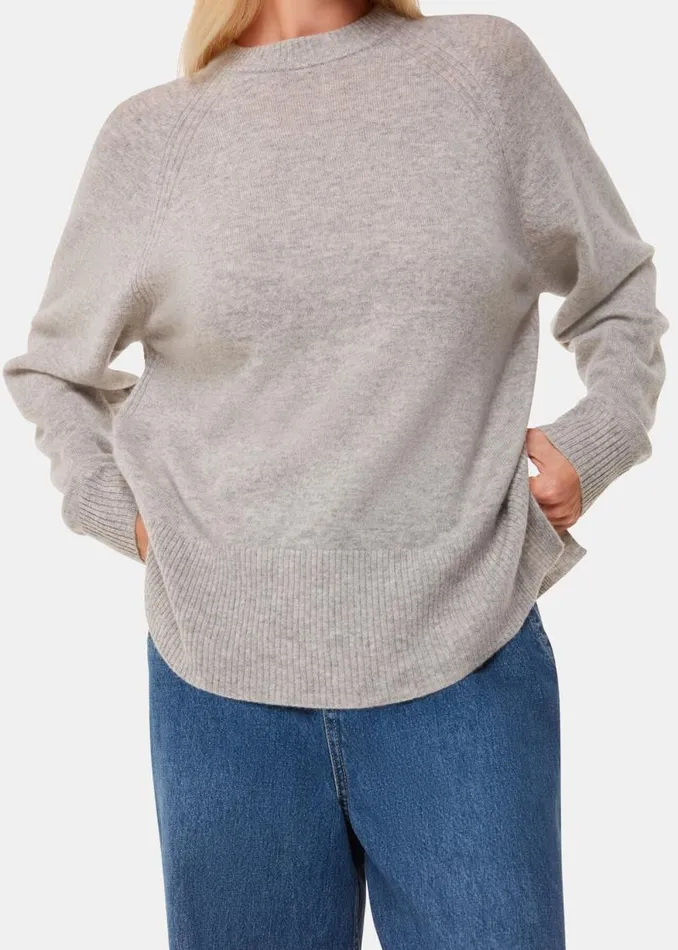 Whistles Sweaters and Cashmere Grey Marl Ultimate Cashmere Crew Neck Sweater 8211 Women