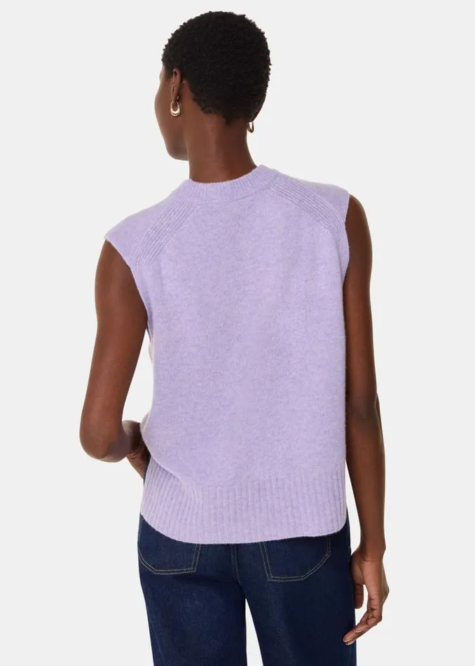 Whistles Sweaters and Cashmere Lilac Wool Sleeveless Sweater Vest 8211 Women