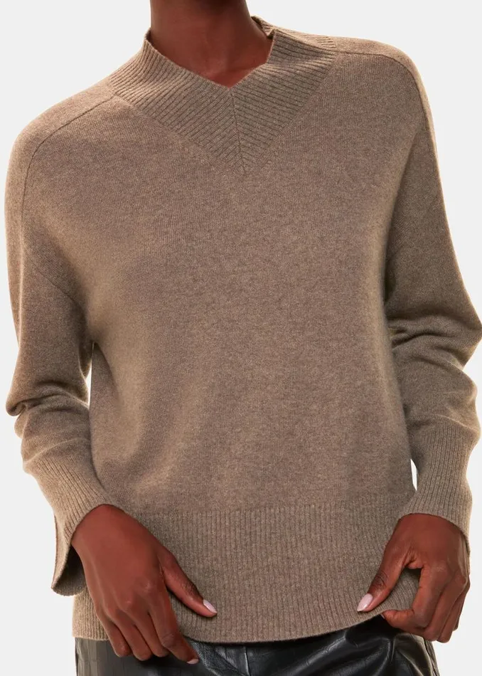Whistles Sweaters and Cashmere Neutral Cashmere V Neck Sweater 8211 Women