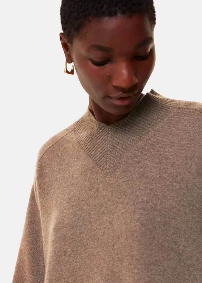 Whistles Sweaters and Cashmere Neutral Cashmere V Neck Sweater 8211 Women