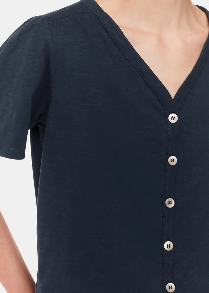 Whistles TShirts Navy Maeve V Neck Button Front Tee 8211 Women