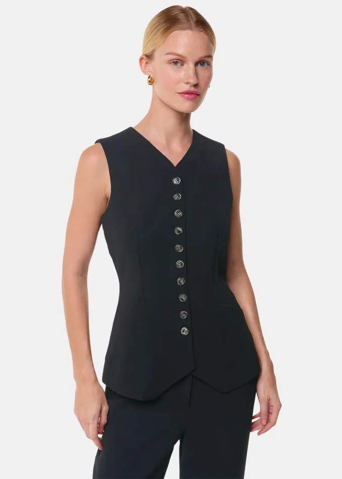 Whistles Tops Black Cora Crepe Waistcoat 8211 Women
