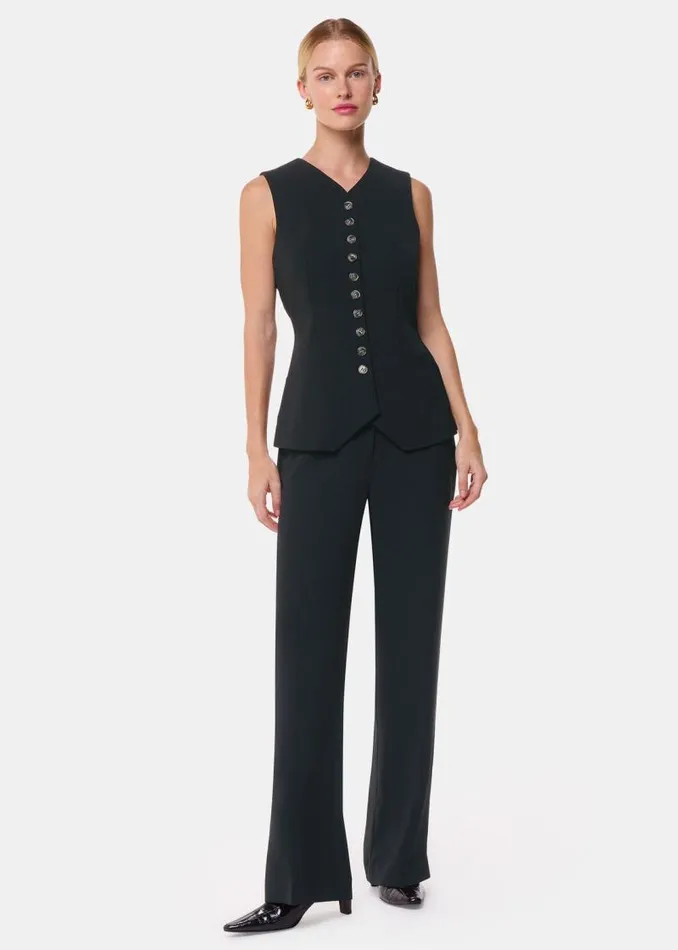 Whistles Tops Black Cora Crepe Waistcoat 8211 Women
