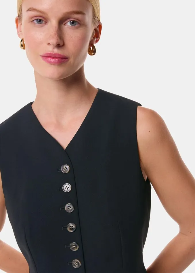 Whistles Tops Black Cora Crepe Waistcoat 8211 Women