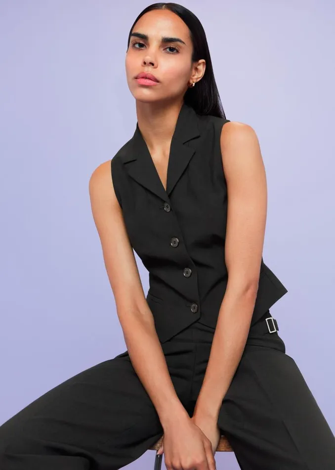 Whistles Tops Black Sia Wool Blend Waistcoat 8211 Women