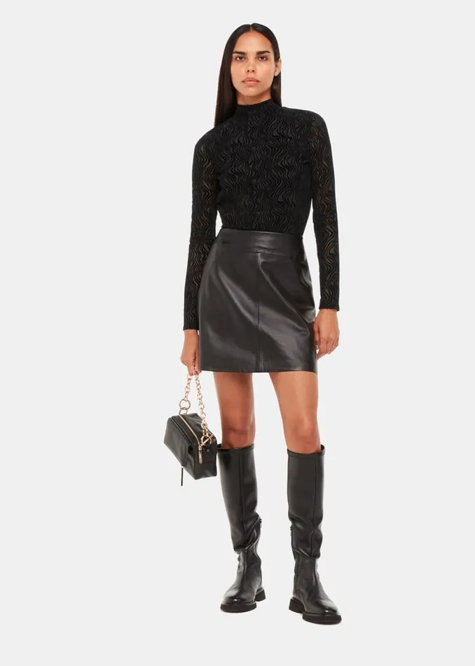 Whistles Tops Black Squiggle Mesh Top 8211 Women
