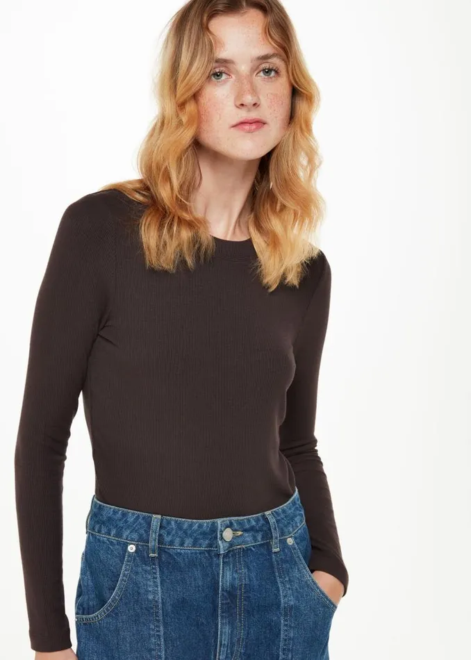 Whistles Tops Brown Essential Ribbed Crew 8211 Women