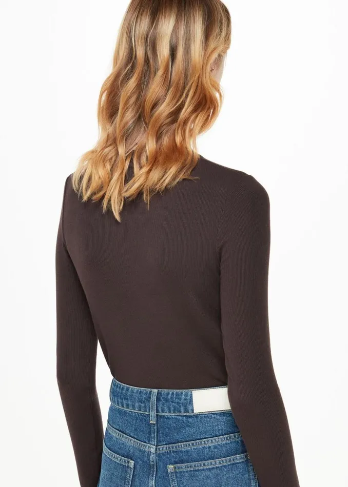 Whistles Tops Brown Essential Ribbed Crew 8211 Women