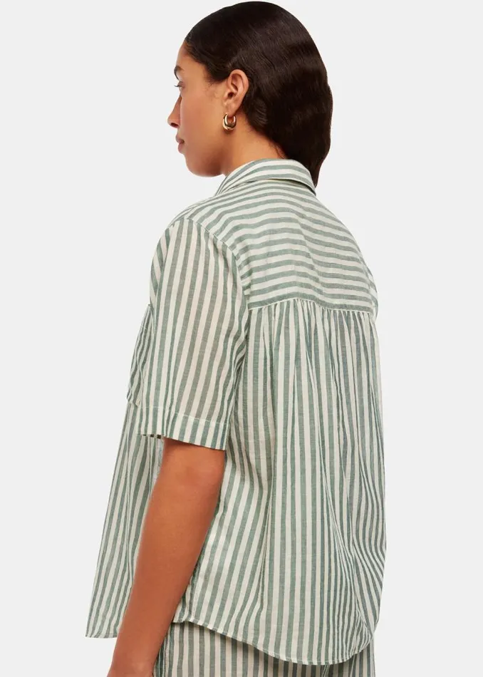 Whistles Tops Green Stripe Beach Shirt 8211 Women