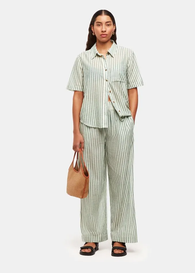 Whistles Tops Green Stripe Beach Shirt 8211 Women
