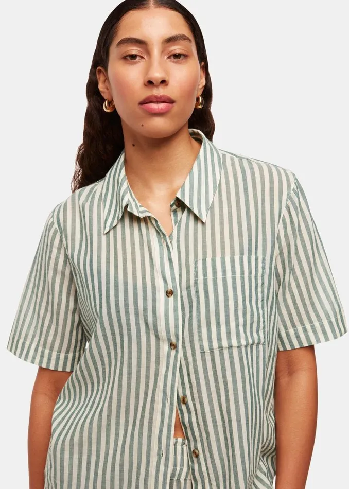 Whistles Tops Green Stripe Beach Shirt 8211 Women