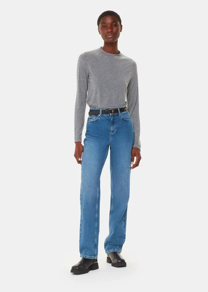 Whistles Tops Grey Marl Wool Blend Crew Neck Top 8211 Women