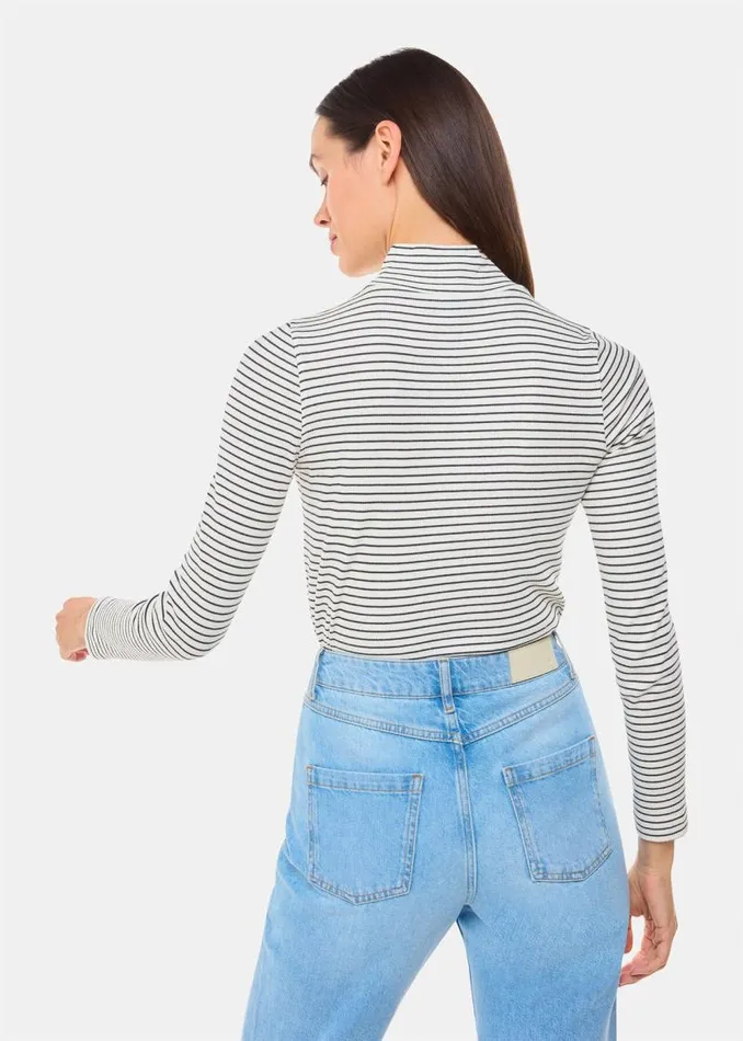 Whistles Tops Ivory Stripe Rib Detail Polo 8211 Women