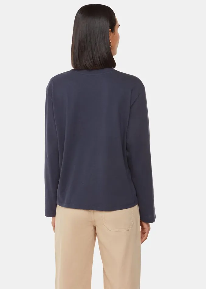 Whistles Tops Navy Relaxed Long Sleeve Tee 8211 Women