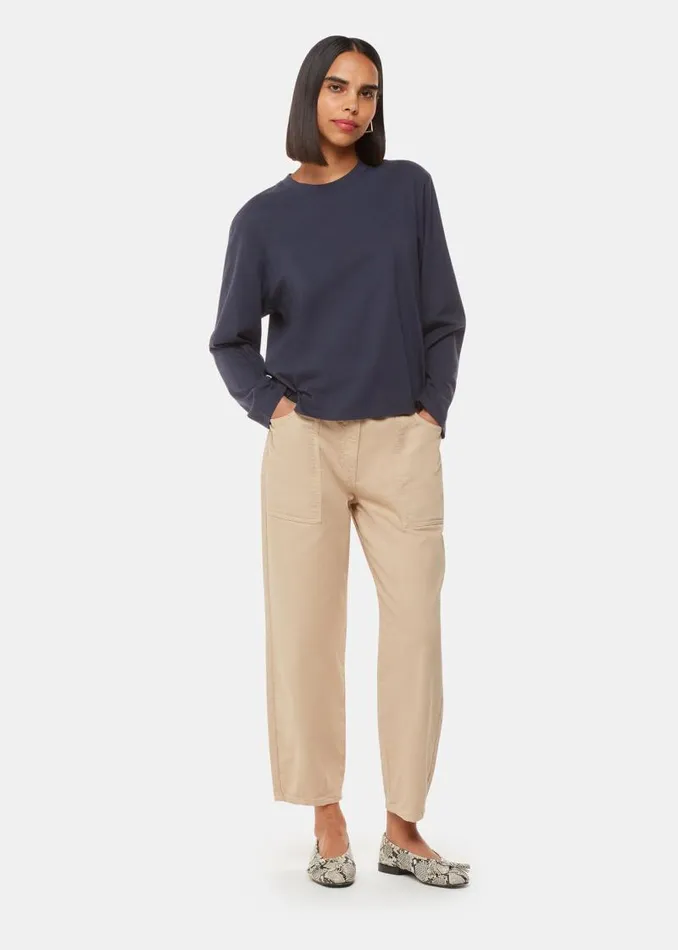 Whistles Tops Navy Relaxed Long Sleeve Tee 8211 Women