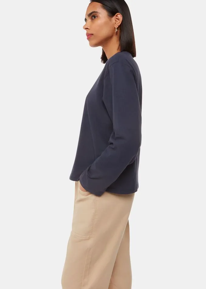 Whistles Tops Navy Relaxed Long Sleeve Tee 8211 Women