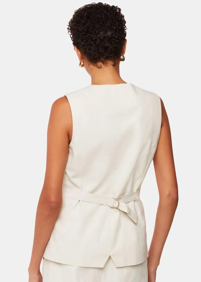 Whistles Tops Oatmeal Lindsey Linen Blend Waistcoat 8211 Women