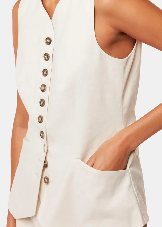 Whistles Tops Oatmeal Lindsey Linen Blend Waistcoat 8211 Women
