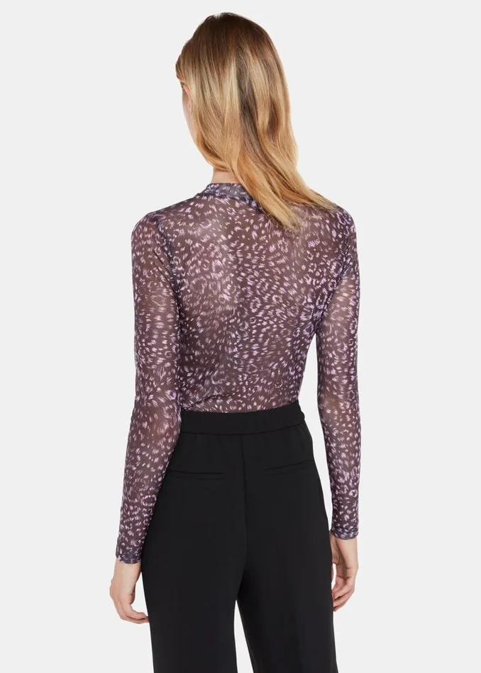 Whistles Tops Purple Feather Leopard Mesh Top 8211 Women