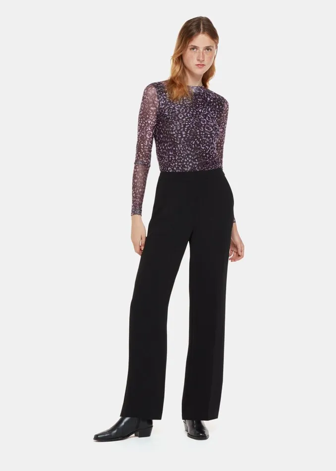 Whistles Tops Purple Feather Leopard Mesh Top 8211 Women