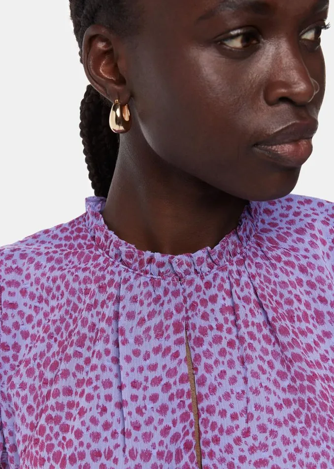 Whistles Tops Purple Sketched Cheetah Frill Top 8211 Women
