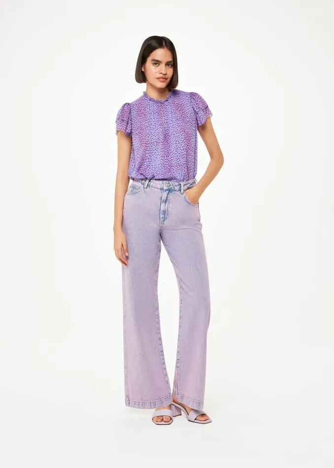 Whistles Tops Purple Sketched Cheetah Frill Top 8211 Women