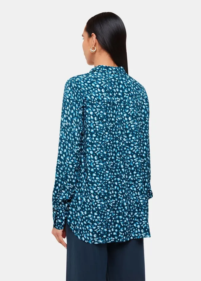 Whistles Tops Teal Pastel Leopard Print Shirt 8211 Women