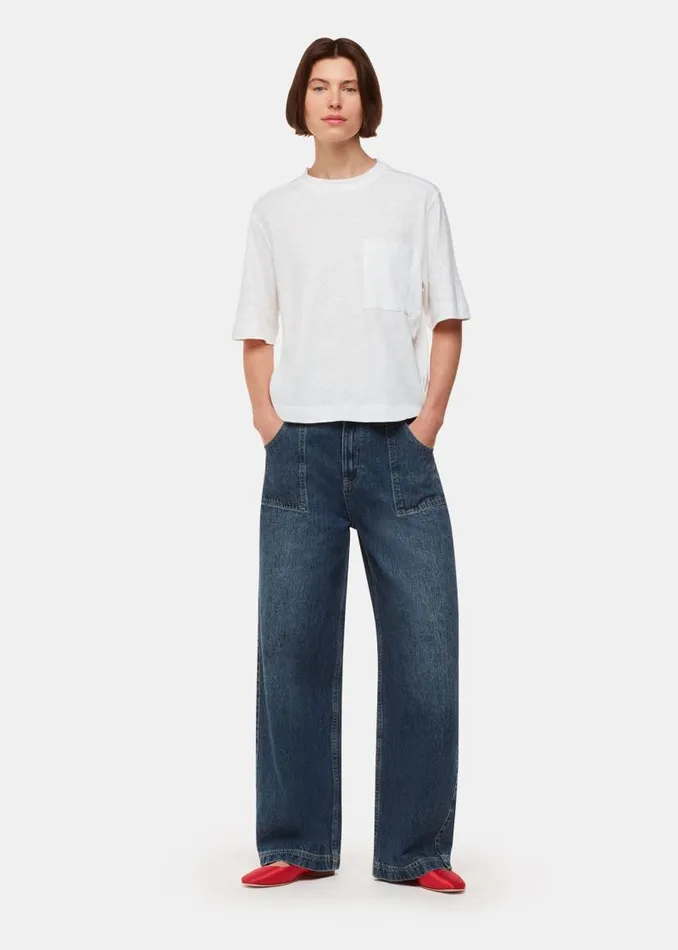 Whistles Tops White Linen Pocket Blend Tee 8211 Women