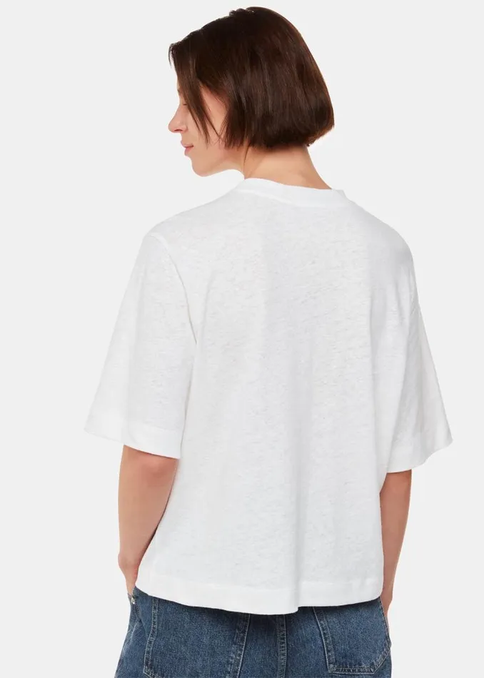 Whistles Tops White Linen Pocket Blend Tee 8211 Women