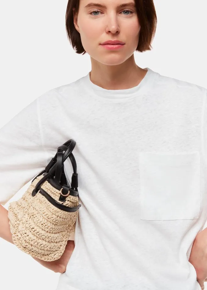Whistles Tops White Linen Pocket Blend Tee 8211 Women