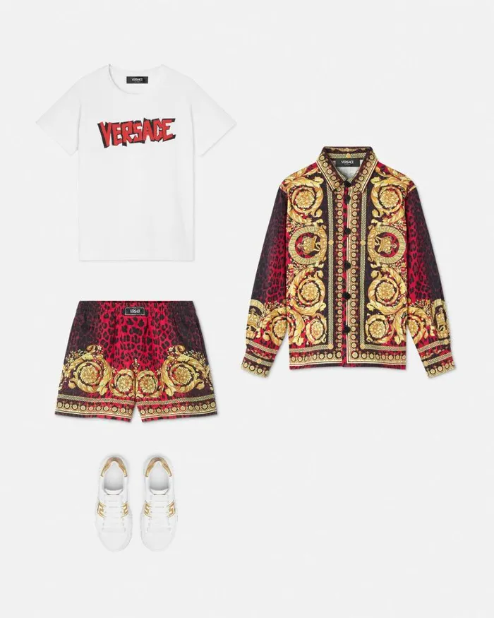 Wild Barocco Gabardine Kids Shorts Printred Children Versace Clothing