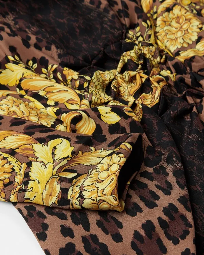 Wild Barocco Slit Smocked Gown Animalier Women Versace Dresses
