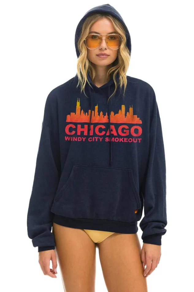 Windy City Smokeout 2024 Pullover Hoodie Relaxed 8211 Navy WomenMen Aviator Nation Hoodies