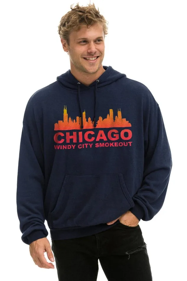 Windy City Smokeout 2024 Pullover Hoodie Relaxed 8211 Navy WomenMen Aviator Nation Hoodies
